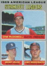 1970 Topps Baseball Cards      072      AL Strikeout Leaders-Sam McDowell-Mickey Lolich-Andy Messersmith